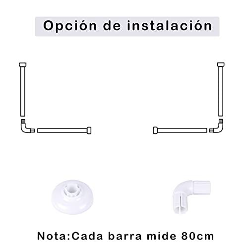 Miniatura 4 de Mercury Textil- Barra De Cortina De Ducha En Forma De L O L U, Universal, Fácil Instalación, Barra De Acero Inoxidable. Modelo L, Blanco