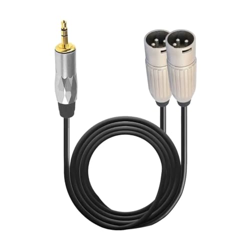 Image of MX 3.5mm Stereo Male to Dual XLR Male Audio Cable - 1.5 M Splitter Lead for Phones, Tablets, Laptops, PCs to Mixers, Speakers & Recording Equipment (Black)