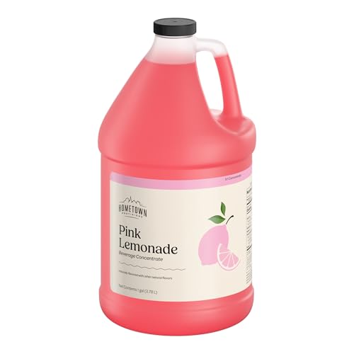 Hometown Provisions Beverage 5:1 Syrup Concentrate - 1 Gallon Bulk Mix - Makes 6 Gallons of Beverage - Ideal for Restaurants, Catering, & Cocktails (Pink Lemonade)