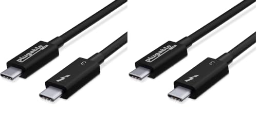 Image of Plugable Thunderbolt 3 Cable 40Gbps Supports 100W (20V, 5A) Charging, 2.6ft / 80cm Thunderbolt-Certified USB C Compatible - Driverless (Pack of 2)
