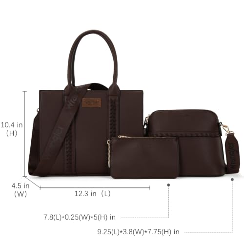 Wrangler 3PCS Tote Bag for Women Shoulder Bag Crossbody Handbag Sets with Guitar Strap for Gifts Travel Casual WG3-8321CF - image 4