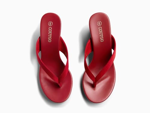 Image of Coutgo Womens Wedge Heels Sandals Platform Flip Flops Slides Slip On Summer Beach Shoes