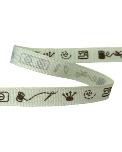 TOMASELLI MERCERIA 2 MT Passamaneria Nastro Fettuccia Gros Grain Print Cutito Copipunto 1 C - Crème