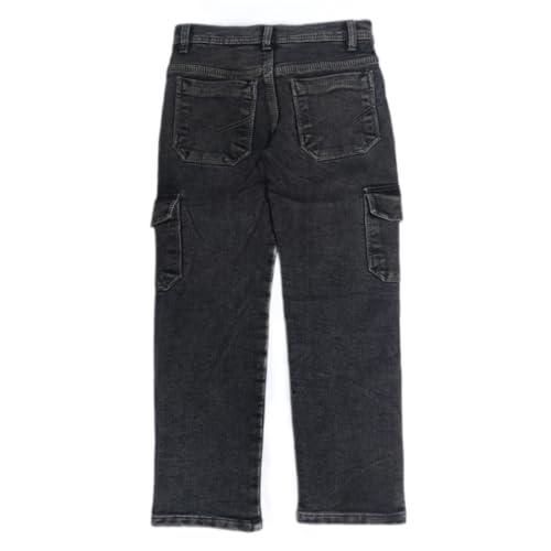Image of Sky Heights Boys Solid Cargo Denim Jeans