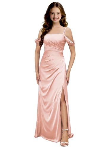 Junior Bridesmaid Dresses Strapless Flower Girls Dress Slit Wedding Party Dress Off Shoulder Special Occasion Dresses