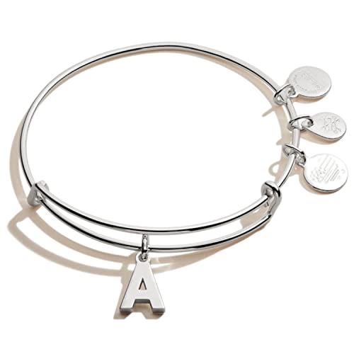 Image of Alex and Ani Expandable Bangle for Women, Initials A to Z Letter Charms, Shiny Finish, 2 to 3.5 in