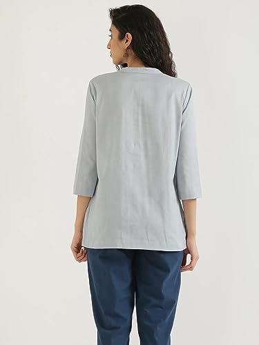 Image of SAYLAH Women Cotton Solid Color Short Length Kurti