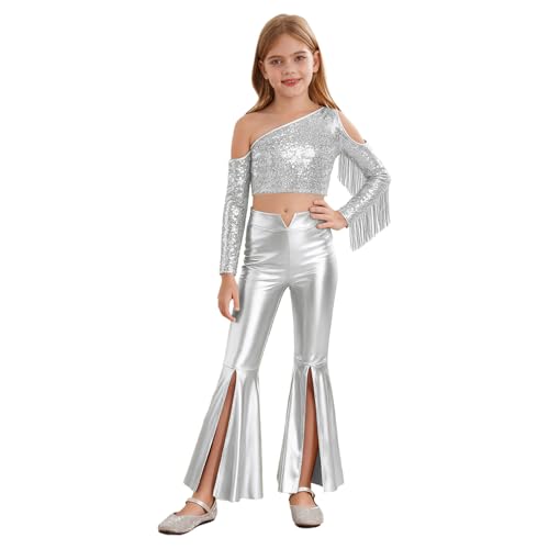 Tenue disco fille argent métallique pour briller en compétition de danse jazz et moderne