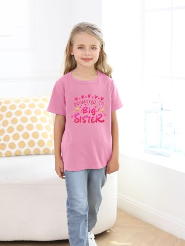 Image of Funnycokid Big Sister Shirts for Girls Size 6 Sparkle T-Shirt Pink Size 5 6 Gifts Pregnancy Announcement Toddler Promoted to Short Sleeve