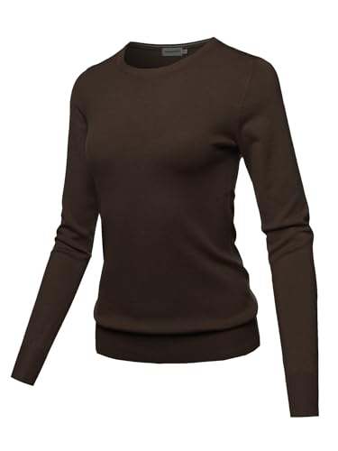 Women's Solid Basic Viscose Nylon Crew Neck Sweater Top2