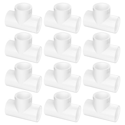 12-Pack 1 Inch Pvc Tee Pipe Fittings, 3 Way Socket X Socket, Schedule 40 Pvc Pipe Connectors For Plumbing, Irrigation &Amp; Diy Projects