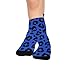 susiyo Artistic Blue Black Leopard Hiking Socks Boy Girls - Cushioned Crew Socks for Kids Soft, Breathable & Seamless Toe for All-Day Comfort