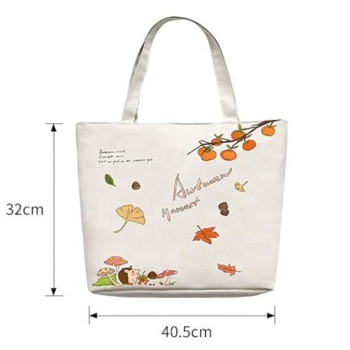 Image of BROGBUS Classics Canvas Tote Bags for Women Girls Canvas Handbag Zipper Large Capacity Shoulder Bag for College Office Use