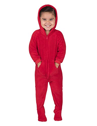 Footed Pajamas - Heatwave Infant Hoodie Chenille Onesie - Infant - Medium (Fits 3-6mos.) Red