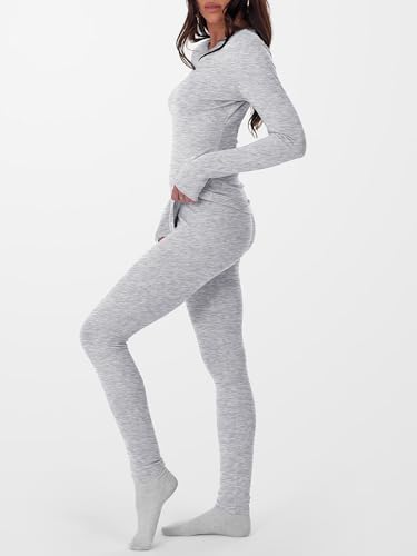 ANRABESS Thermal Underwear for Women Long Johns Fleece Lined Base Layer Pajama Set Cold Weather Top Bottom Winter Clothing4