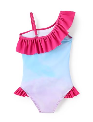Image of My Litle Pony One Piece Swimsuit Pony Print Off-Shoulder Ruffle Summer Swimwear Beach Pool Kids, Pink, 2‑9 Years