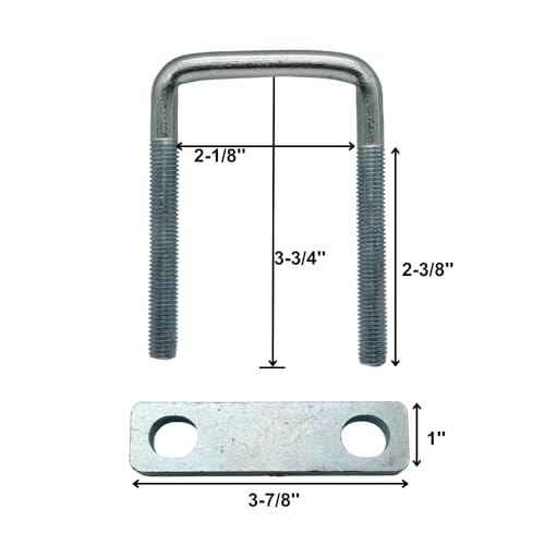 Image of 4 Pack Square U-Bolt for Trailer- Fits 2 Inch Wide Leaf Springs, Galvanized Steel Clamp Set, Secure Fit for Truck, Boat and Trailers