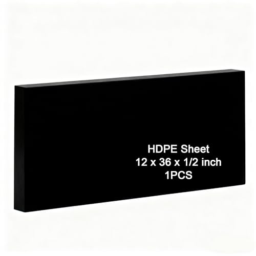 Image of HDPE Sheet 1 /2-12 inch x 36 inch High Density Polyethylene Sheets with Protective Film 1 /2 Thick HDPE Plastic Sheet Board Solid Plastic Block for Flat Panel DIY Projects Machining Home (Black)