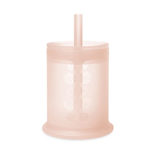 Image of Olababy Silicone Training Cup with Straw Lid | Babies Water Drinking Cup | 6+ Mo Infant To 12-18 Months Toddler | Sippy Cup For Kids & Smoothie Cup | Baby Led Weaning (Coral, 5 oz)