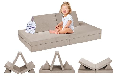 Traumnacht Abenteuer Sofa mit kuscheligem Bezug aus Pretty Gewebe, waschbar, 81,5 x 81,5 x 12 cm, beige, produziert nach deutschem Qualitätsstandard