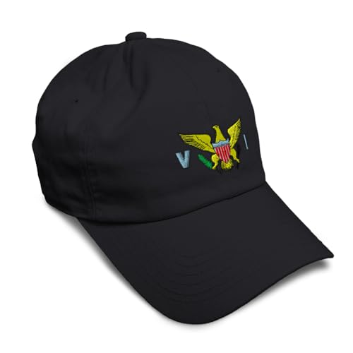 Speedy Pros Soft Baseball Cap Virgin Islands Flag Seal Embroidery USA Twill Cotton Dad Hats for Men Women Buckle Closure Black Design Only
