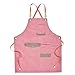 Delantal de lona para mujer y hombre, con múltiples bolsillos de color en contraste, espalda cruzada, ajustable, para trabajo de camarero, babero, rosa, Color De Rosa