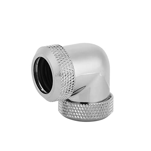 Codo de 90 Grados Conector de Tubo de Tubo Duro Doble Refrigeración Líquida por Agua Excelente Disipación de Calor 14 Mm OD DIY para Entusiastas de la Computadora (Plata)
