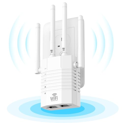 AOOEPU 1200Mbps WiFi Extender, WiFi Extender Signal Booster for Home, Internet Extender WiFi Booster, WiFi Range Extender Covers Up to 12880 sq. ft & 105 Devices, Supports Ethernet Port