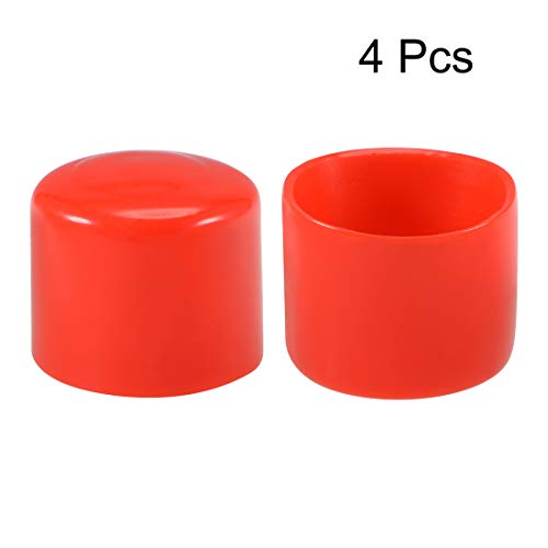 Image of uxcell 4pcs Rubber End Caps 48mm ID Vinyl Round End Cap Cover Screw Thread Protectors Red, 40mm Height