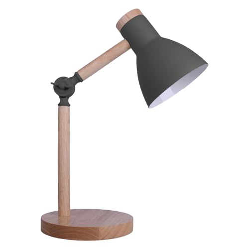 BEL AIR HOME - Lámpara Flexo de Escritorio - 1xE-27 de Madera y Metal - Diseño Moderno y Elegante para Oficinas y Escritorios de Casa - Altura de 47cm (No Incluye Bombilla) (GRIS)