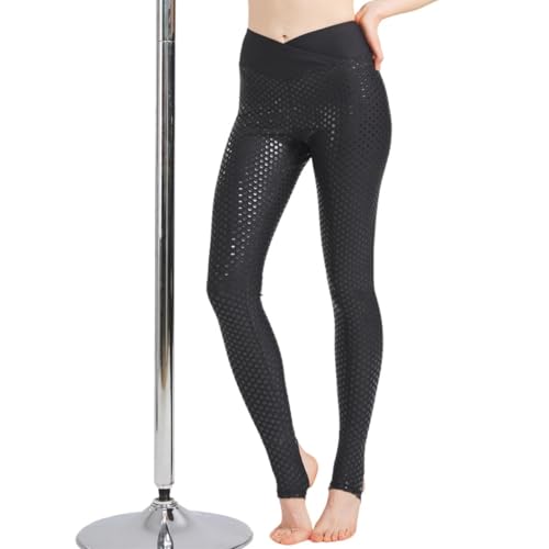 Kduplily Pole Dance Grip Sticky Leggings Clothes for Women Grippy Pole Dancing Bottoms Tights Plus Size Silicone Clothing (US Alpha Medium Regular Regular Black)