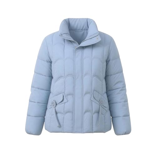 fartey Cropped Jacket Women Zip Up Quilted Puffer Coat Warm Padded Outwear - image 7