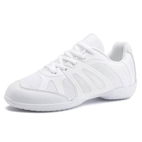 Image of Youth Cheer Shoes Girls White Cheerleading Shoes Dance Athletic Training Breathable Fabric Dancing Lightweight Competition Comfortable Sport Kids Girls Cheer Sneakers