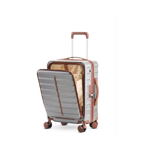 Image of Assembly Odyssey Pro 20 Inch (55cm) Cabin Trolley Bag Lightweight Hard Shell Polycarbonate Suitcase with Laptop Compartment TSA Lock 8 Spinner Wheels, Grey