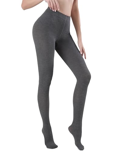 Image of TOCONFFON Women's Winter Leggings Warm Opaque Tights, Vertical Stripe Texture Stretchy Warm Tights 140D /200D