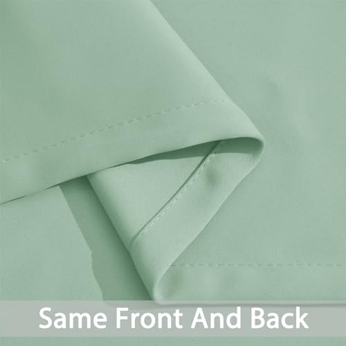 Yakamok Light Sage Green Blackout Curtains 63 Inches Length with Grommet Green Room Darkening Thermal Insulated Curtain Set of 2 Drapes for Bedroom Living Room, 52W x 63L, Light Sage,2 Panels