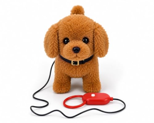 Image of Remote Control Walking Dog Toy Interactive Battery Operated Puppy Plush Soft Moving Tail Electronic Pet Toy for Kids Boys Girls Educational Fun Gift