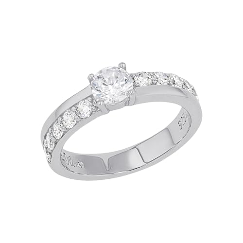 Bague en argent rhodié s.Oliver sertie d'un oxyde de zirconium étincelant