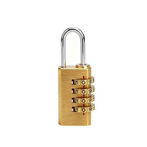 Cadenas à code 4 chiffres en laiton, Sécurité Niveau 4 Mini cadenas à combinaison Antirouille...