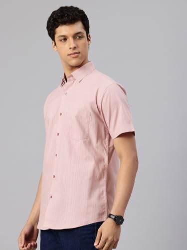 Image of Majestic Man Men's Pure Cotton Dobby Weave Checks Slim Fit Half Sleeve Casual Shirt