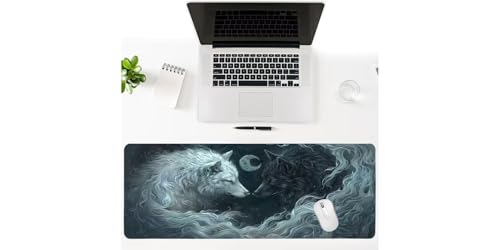 Tapis de souris grand format Lune du Loup, une idée cadeau originale