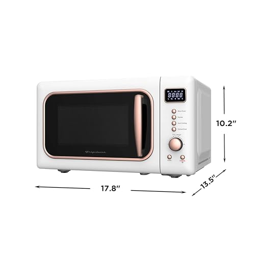 Frigidaire, 0.7 Cu. Ft. Retro Countertop Microwave Oven, 700W Compact Microwave with 8 Auto Cook Menus, Auto Defrost, 5 Power Levels, LED Display, Glass Turntable, White-RoseGold - Image 4