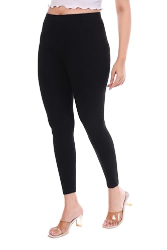 Image of TPF Women Solid Cotton Lycra Stretchable Leggings | Comfortable Ankle-Length Slim Fit Leggings for Women & Girls | Soft, Breathable Wear Bottoms