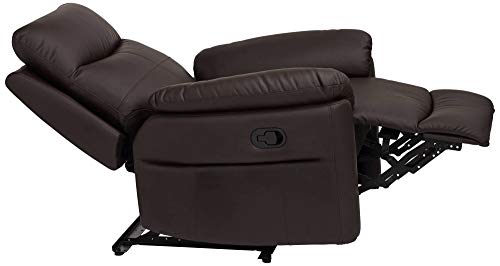 Elm Lane Newport Dark Brown Faux Leather Recliner Chair Modern Armchair Comfortable Push Manual Reclining Footrest Adjustable Upholstered Bedroom Living Room Reading Home Relax Office #TOP5