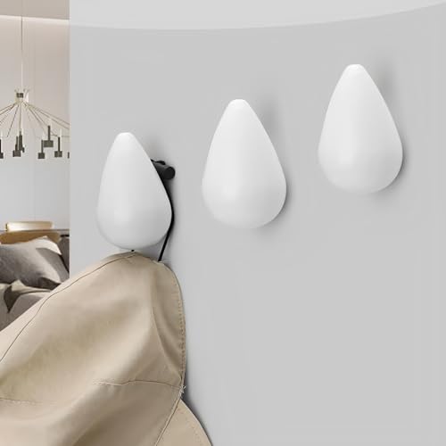 HJIAMA Round Wall Hooks 3 Piezas, Perchero Madera Forma Gota, Estilo Nórdico Gancho Pared, Perchero Pared, para Entrada y Dormitorio