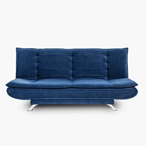 Image of Wakefit Neem Wood Sofa Cum Bed 3 Seater | 3 Yrs Warranty | Sofa Bed 6 X 4 Feet, Foldable Sofa Cum Bed - Amoeba (Malphino: Cobalt Blue)