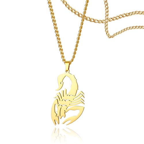 SIPURIS Collier Scorpion pour homme en acier inoxydable avec pendentif constellation Scorpion Bijoux Hip Hop Punk Insecte Souvenir pour femme, 1.46*0.83in,...
