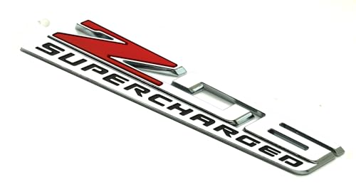Image of C7 Z06 Supercharged Emblem 3D Badge Nameplate Logo Replacement for 2015-2019 C7 Corvette 6 inch x 7 /8 inch (Chrome Red)