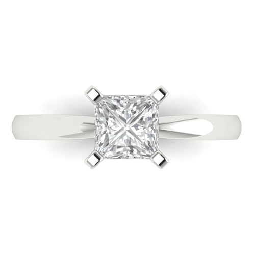 Clara Pucci Solid 14K White Gold Moissanite Ring - 3 tcw Round Cut Certified Solitaire Engagement Ring for Women, Promise Bridal Rings for Women, Wedding Ring for Women