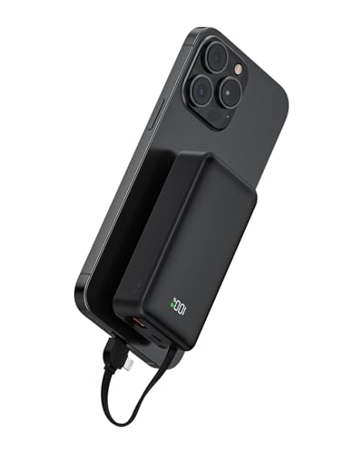 Mini Power Bank da 10000mAh Piccola power bank con ricarica rapida da 22,5W e un cavo USB-C incorporato. Powerbank USB-C Compatibile con iPhone 15/16 Xiaomi Android Altri e dispositivi Android ecc.